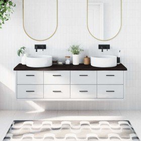 Encimera de baño madera tratada marrón oscuro 180x60x(2-4) cm