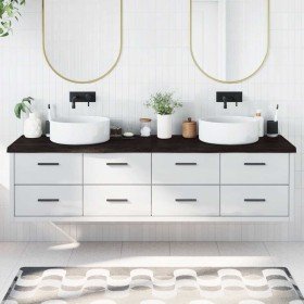 Encimera de baño madera tratada marrón oscuro 200x50x(2-4) cm