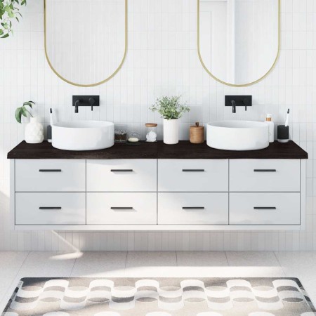 Encimera de baño madera tratada marrón oscuro 200x60x(2-4) cm