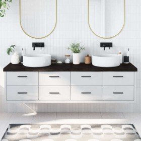 Encimera de baño madera tratada marrón oscuro 200x60x(2-6) cm