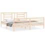 Bed frame with solid wood headboard 200x200 cm by vidaXL, Beds and slatted bases - Ref: Foro24-3194721, Price: 144,16 €, Disc...