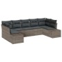 Conjunto de sofá de jardín con cojín 7 pcs Gris Poliratán