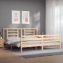 Bed frame with solid wood headboard 200x200 cm by vidaXL, Beds and slatted bases - Ref: Foro24-3194721, Price: 144,16 €, Disc...