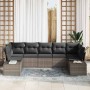 Conjunto de sofá de jardín con cojín 7 pcs Gris Poliratán