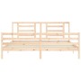 Bed frame with solid wood headboard 200x200 cm by vidaXL, Beds and slatted bases - Ref: Foro24-3194721, Price: 144,16 €, Disc...