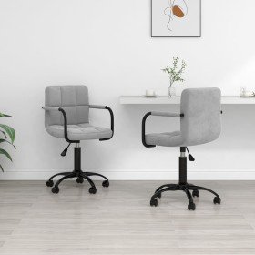 Sillas de comedor giratorias 2 uds de terciopelo gris claro Sillas de comedor giratorias 2 uds de terciopelo gris claro