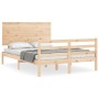 Bed frame with solid wood headboard 120x200 cm by vidaXL, Beds and slatted bases - Ref: Foro24-3195216, Price: 123,78 €, Disc...