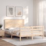 Bed frame with solid wood headboard 120x200 cm by vidaXL, Beds and slatted bases - Ref: Foro24-3195216, Price: 123,78 €, Disc...