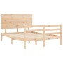 Bed frame with solid wood headboard 120x200 cm by vidaXL, Beds and slatted bases - Ref: Foro24-3195216, Price: 123,78 €, Disc...