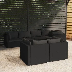 7-piece garden furniture set with black synthetic rattan cushions by vidaXL, Garden sets - Ref: Foro24-3102472, Price: 807,51...