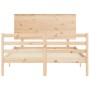 Bed frame with solid wood headboard 120x200 cm by vidaXL, Beds and slatted bases - Ref: Foro24-3195216, Price: 123,78 €, Disc...