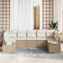 Conjunto de sofá de jardín con cojín 7 pcs Beige Poliratán