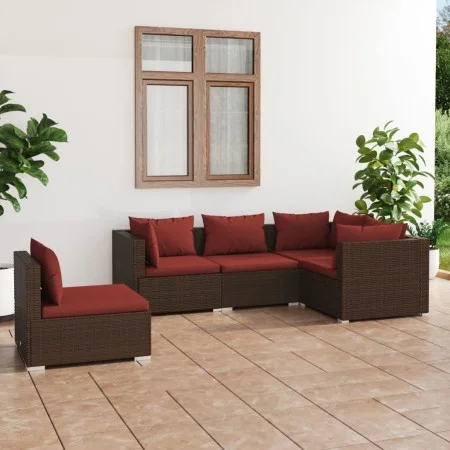 Garden set with 5 pieces of sofas and brown synthetic rattan cushions. by vidaXL, Garden sets - Ref: Foro24-3102315, Price: 4...