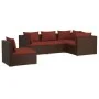 Garden set with 5 pieces of sofas and brown synthetic rattan cushions. by vidaXL, Garden sets - Ref: Foro24-3102315, Price: 4...