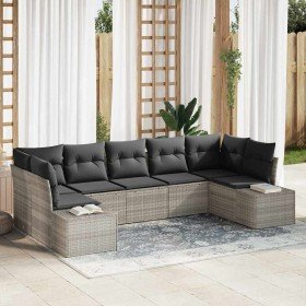 Conjunto de sofá de jardín con cojín 7 pcs Gris claro Poliratán