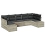 Conjunto de sofá de jardín con cojín 7 pcs Gris claro Poliratán
