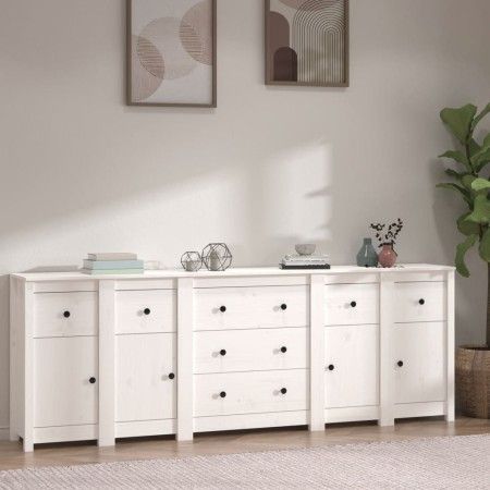 Sideboard aus massivem weißem Kiefernholz, 230 x 35 x 80 cm von vidaXL, Sideboards - Ref: Foro24-3114095, Preis: 386,12 €, Ra...