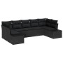 Conjunto de sofá de jardín con cojín 7 pcs Negro Poliratán