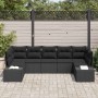 Conjunto de sofá de jardín con cojín 7 pcs Negro Poliratán