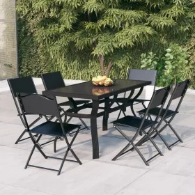 7-piece garden dining set with gray and black cushions by vidaXL, Garden sets - Ref: Foro24-3102924, Price: 353,72 €, Discoun...