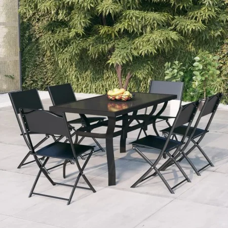 7-piece garden dining set with gray and black cushions by vidaXL, Garden sets - Ref: Foro24-3102924, Price: 358,29 €, Discoun...