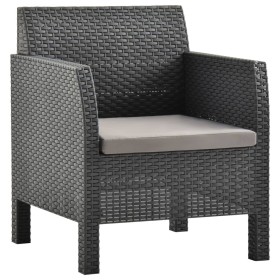 Silla de jardín con cojín antracita 63x65x76 cm ratán PP