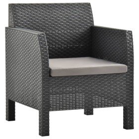 Silla de jardín con cojín antracita 63x65x76 cm ratán PP