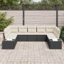 Conjunto de sofá de jardín con cojín 9 pcs Negro Poliratán
