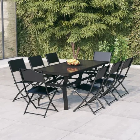 9-piece garden dining set in gray and black by vidaXL, Garden sets - Ref: Foro24-3102921, Price: 453,08 €, Discount: %
