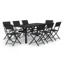 9-piece garden dining set in gray and black by vidaXL, Garden sets - Ref: Foro24-3102921, Price: 453,08 €, Discount: %