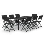 Garten Esstischgarnitur 9 Stück grau und schwarz von vidaXL, Gartensets - Ref: Foro24-3102921, Preis: 460,67 €, Rabatt: %