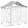 Perrera exterior con toldo acero galvanizado plata 3x1,5x2,5 m de vidaXL, Casetas y cercados para perros - Ref: Foro24-153680...