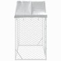 Perrera exterior con toldo acero galvanizado plata 3x1,5x2,5 m de vidaXL, Casetas y cercados para perros - Ref: Foro24-153680...