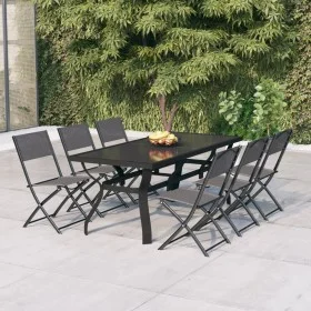 Juego de comedor de jardín 7 piezas con cojines gris y negro by vidaXL, Garden sets - Ref: Foro24-3102919, Price: 401,64 €, D...