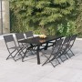 Juego de comedor de jardín 7 piezas con cojines gris y negro by vidaXL, Garden sets - Ref: Foro24-3102919, Price: 409,10 €, D...