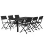 Juego de comedor de jardín 7 piezas con cojines gris y negro de vidaXL, Conjuntos de jardín - Ref: Foro24-3102919, Precio: 40...