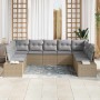 Conjunto de sofá de jardín con cojín 9 pcs Beige Poliratán