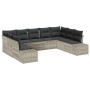 Conjunto de sofá de jardín con cojín 9 pcs Gris claro Poliratán