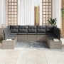 Conjunto de sofá de jardín con cojín 9 pcs Gris claro Poliratán