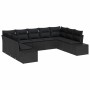Conjunto de sofá de jardín con cojín 9 pcs Negro Poliratán
