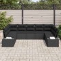 Conjunto de sofá de jardín con cojín 9 pcs Negro Poliratán