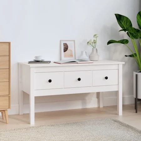 Mesa de centro de madera maciza de pino blanca 102x49x55 cm de vidaXL, Mesas de centro - Ref: Foro24-820942, Precio: 98,31 €,...