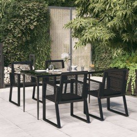 Juego de comedor de jardín 5 piezas ratán PVC negro en Conjuntos de jardín | Comprar online en Foro24
