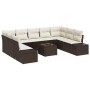 Conjunto de sofá de jardín con cojín 10 pcs Marrón Poliratán