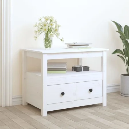 Couchtisch aus massivem weißem Kiefernholz, 71 x 49 x 55 cm von vidaXL, Couchtisch - Ref: Foro24-820937, Preis: 99,70 €, Raba...