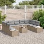 Conjunto de sofá de jardín con cojín 10 pcs Beige Poliratán
