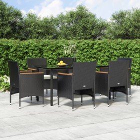 Juego de comedor de jardín 7 piezas con cojines negro en Conjuntos de jardín | Comprar online en Foro24