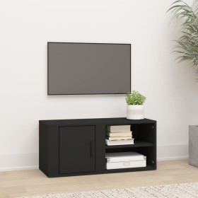 Mueble para TV madera contrachapada negro 80x31,5x36 cm
