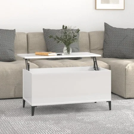 Couchtisch aus glänzend weißem Sperrholz, 90 x 44,5 x 45 cm von vidaXL, Couchtisch - Ref: Foro24-819590, Preis: 63,98 €, Raba...