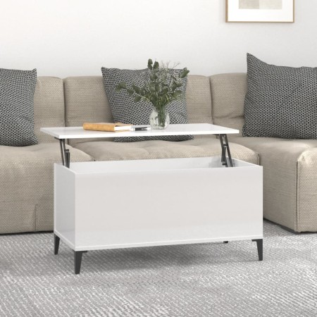 Couchtisch aus glänzend weißem Sperrholz, 90 x 44,5 x 45 cm von vidaXL, Couchtisch - Ref: Foro24-819590, Preis: 64,59 €, Raba...